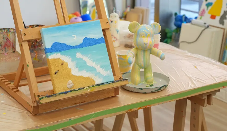 【OK GO ART STUDIO】流體熊、肌理畫體驗！教室明亮、老師親切教學活潑