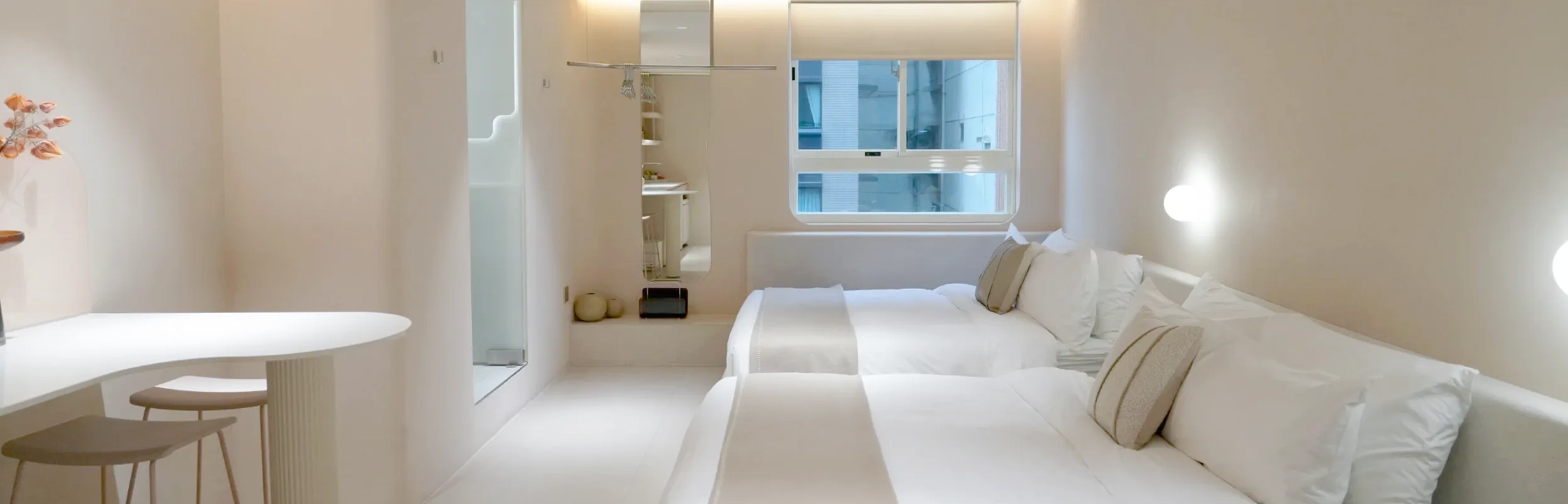 【樂爾公寓】好拍到手機沒空間！絕美奶油裸色系飯店開箱！雙人/四人房